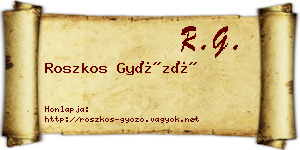 Roszkos Győző névjegykártya